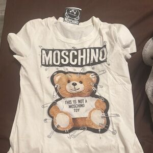 Moschino Cream Teddy Bear Safety Pin Tee